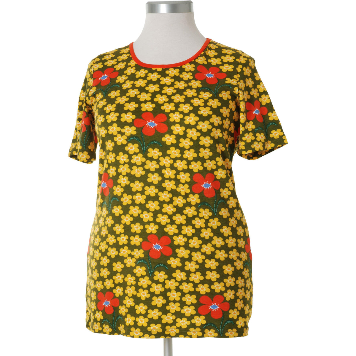 DUNS Sweden - Flower (Olive) Women's Short Sleeved Top (Small)