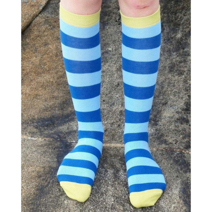 DUNS Sweden - Light and Dark Blue Striped Knee High Socks (18/20)