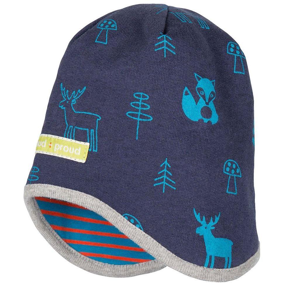 Loud + Proud - Midnight Blue Forest Creatures Wool/Cotton Hat (9-12 Months)