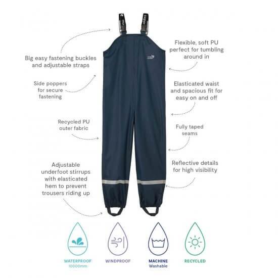 Muddy Puddles - Navy Bib and Brace Trousers (Unlined)
