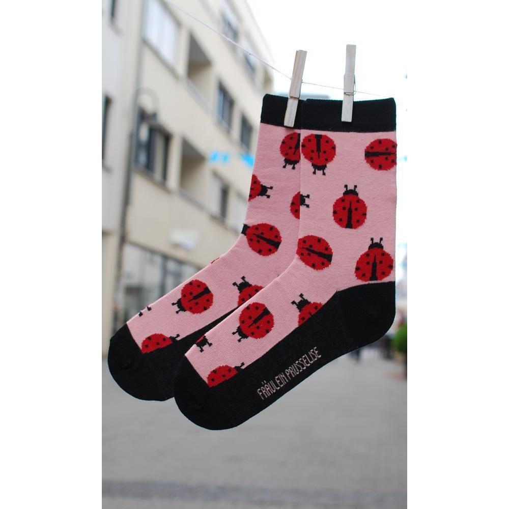 Fräulein Prusselise - Organic Crew Socks - Ladybugs (Black)