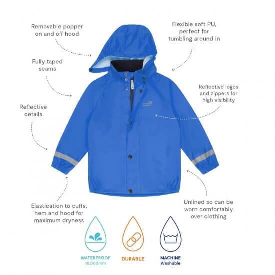 Muddy Puddles - Rainy Day Zip Jacket (Royal Blue) (12-18 Months)