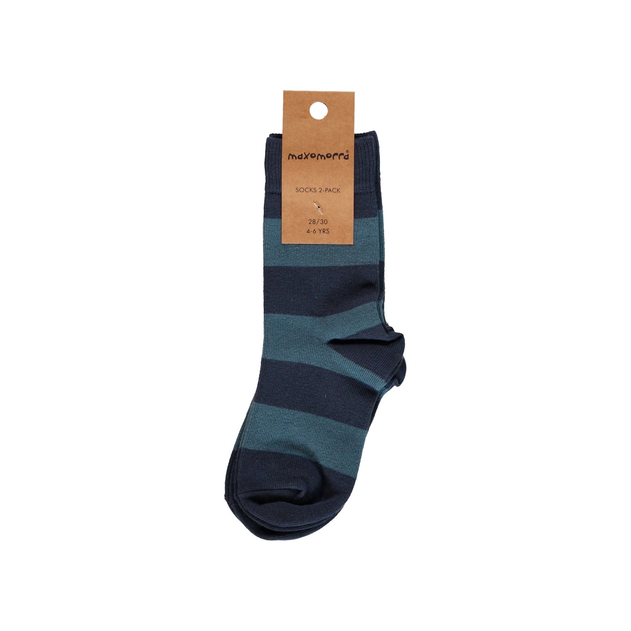 Maxomorra - Stripe - Midnight Socks (2 Pack) (6-12 Months)