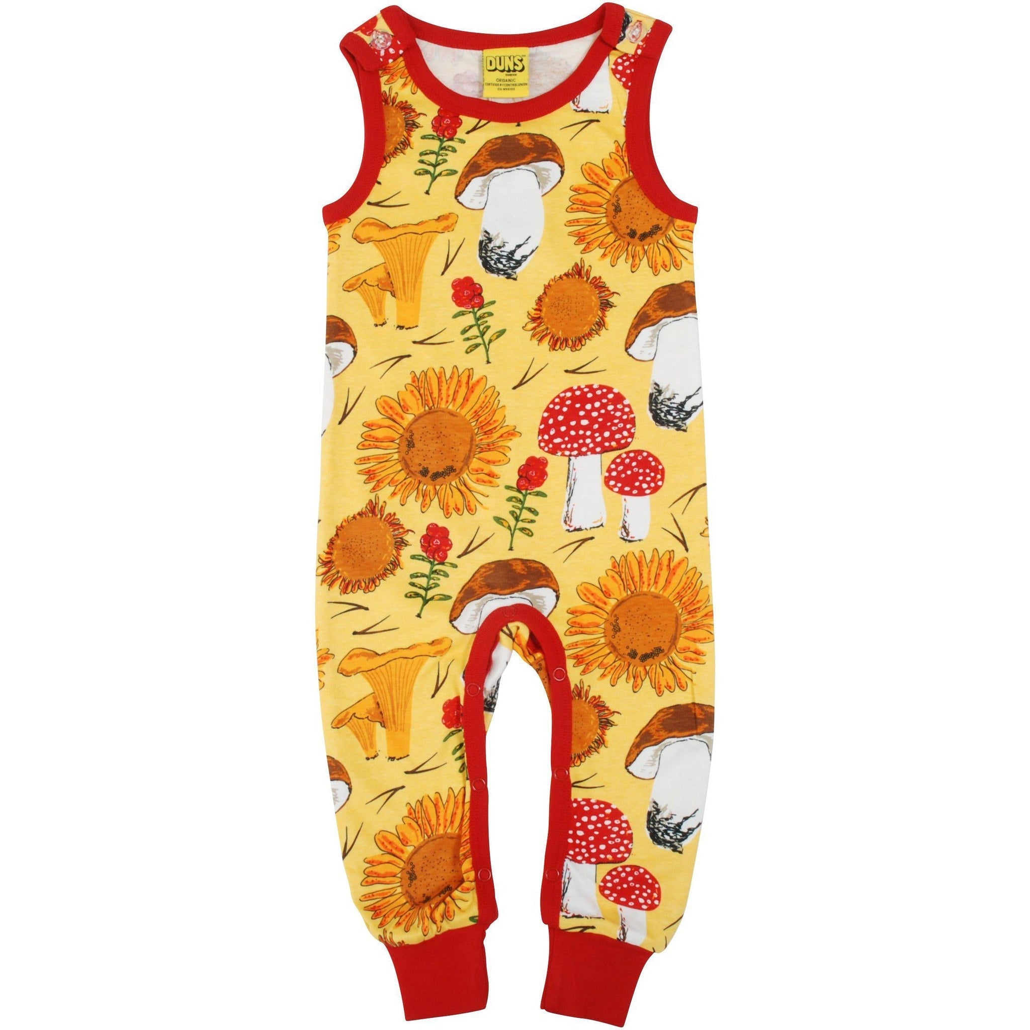 DUNS Sweden - Sunflowers and Mushrooms (Sunshine Yellow) Dungarees (9 Months)