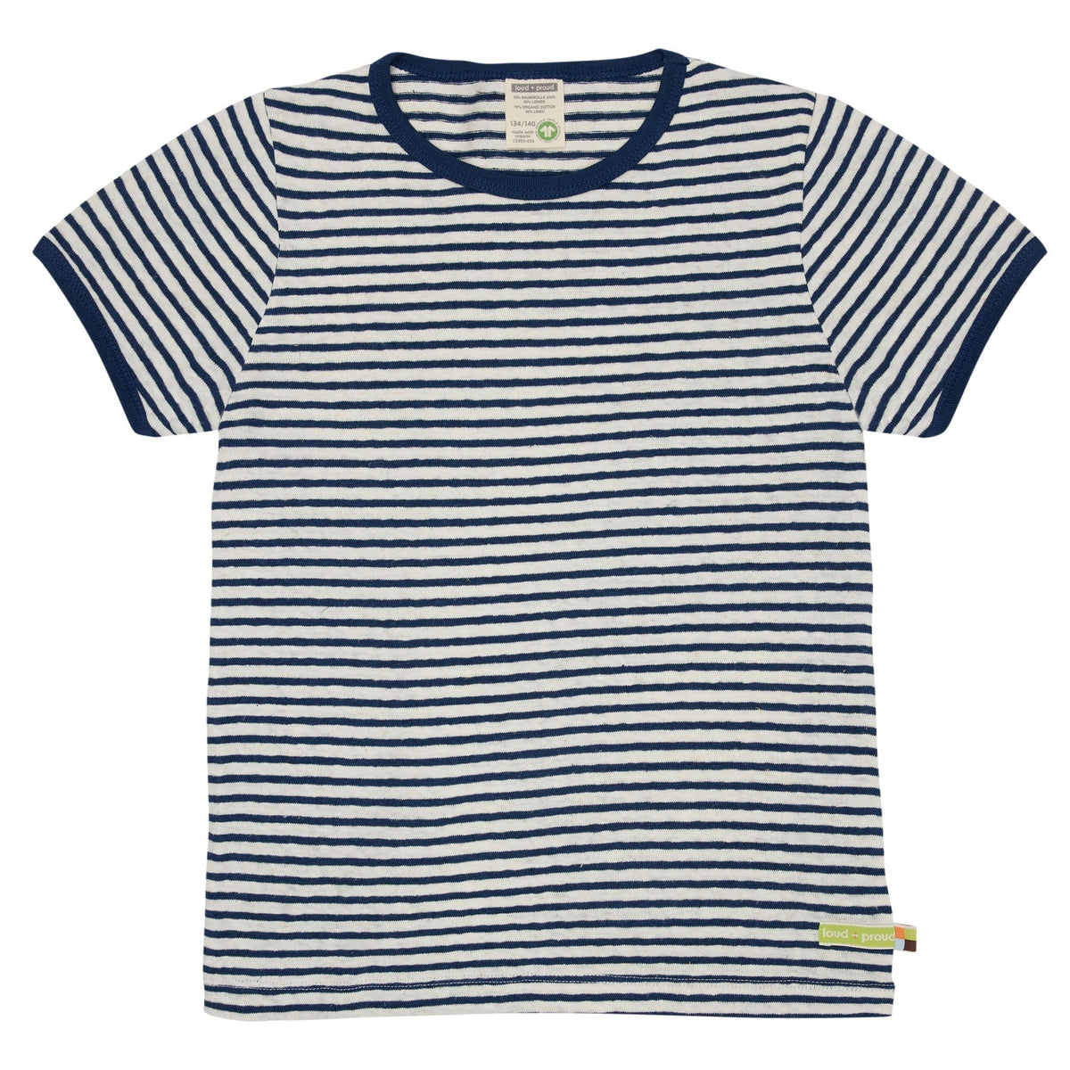 Loud + Proud - Ultramarine Cotton/Linen Striped Short Sleeved Top