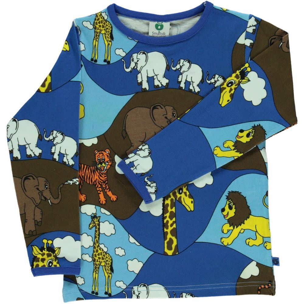 Småfolk - Zoo Long Sleeved Top (Blue Grotto)